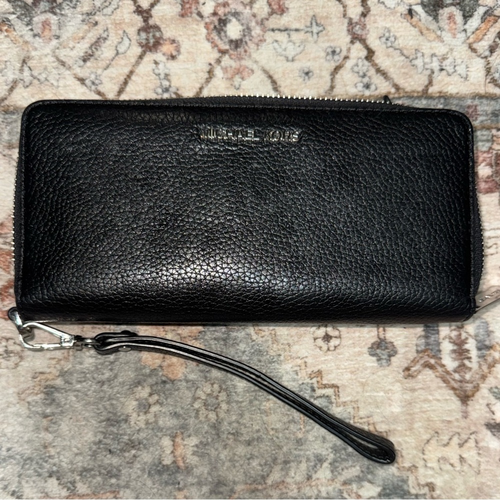 Michael Kors Black Pebbled Leather Wristlet